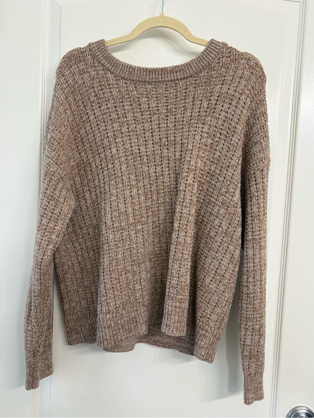 Time and Tru Neutral Brown Marled Crew Neck Sweater